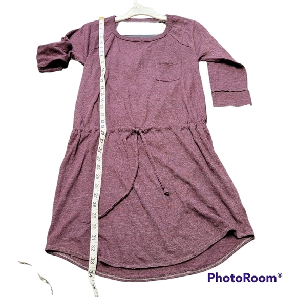 Chaser Burgundy Drape Open Back Tie Cinch Waist Shirttail Mini Dress - Picture 5 of 6